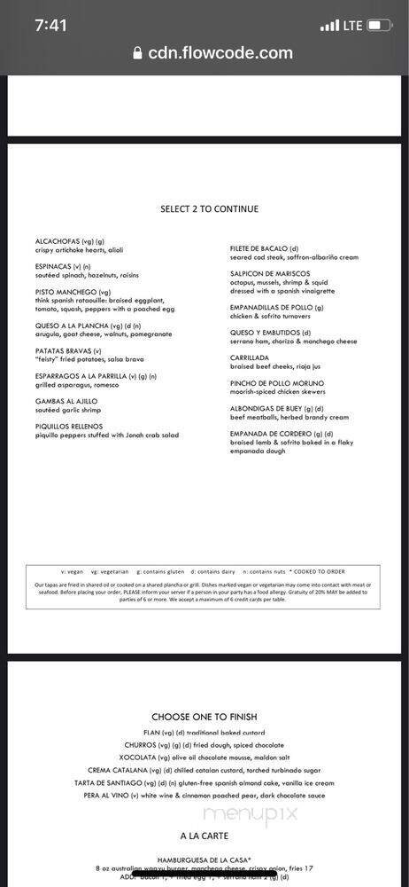 Menu page 1
