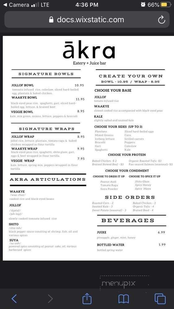 Menu page 1