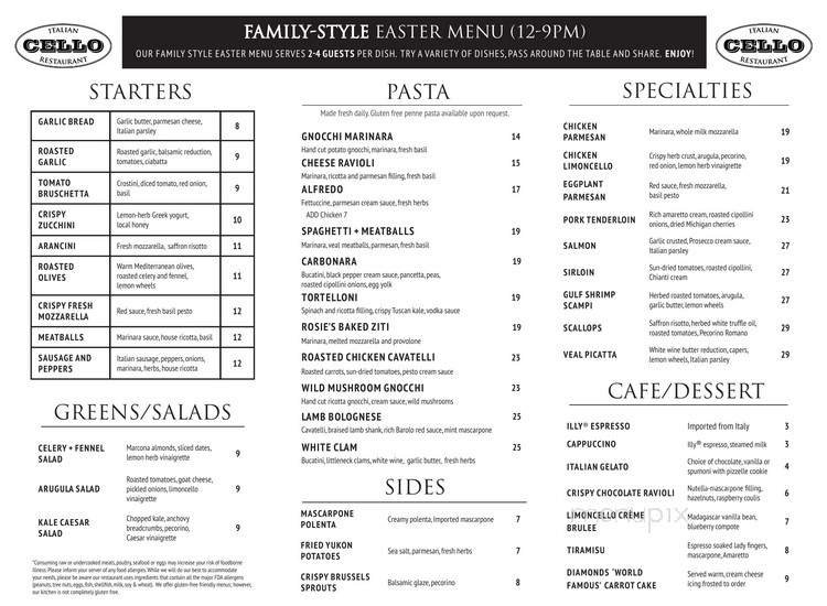 Menu page 1