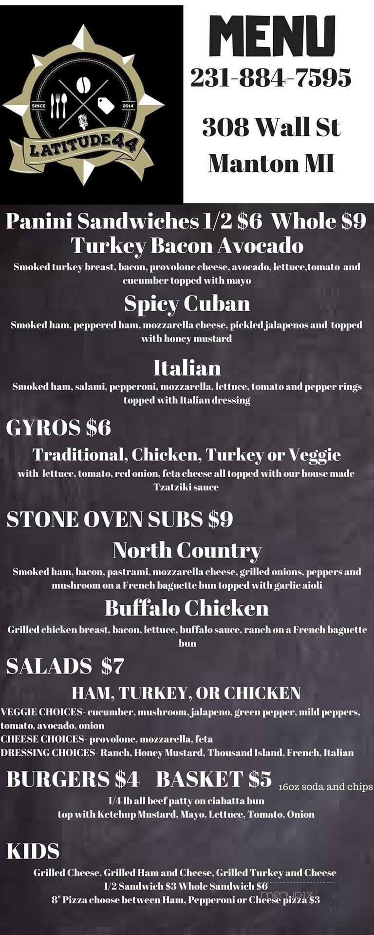 Menu page 1