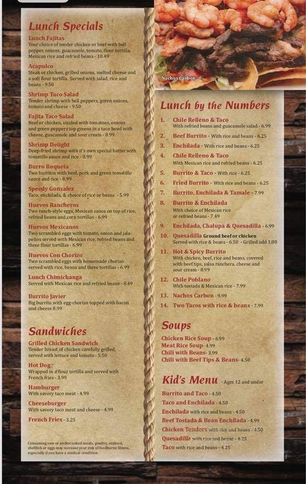 Menu page 1