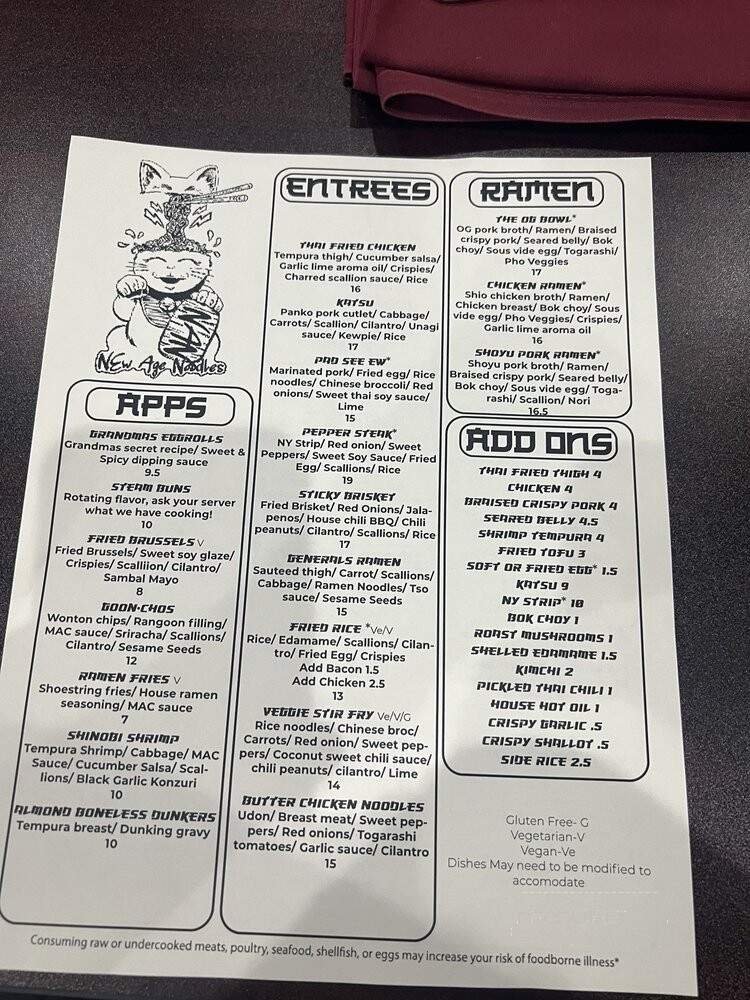 Menu page 1