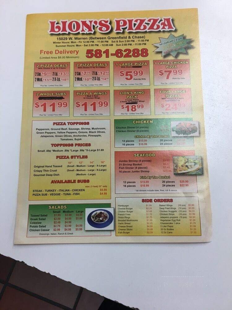 Menu page 1