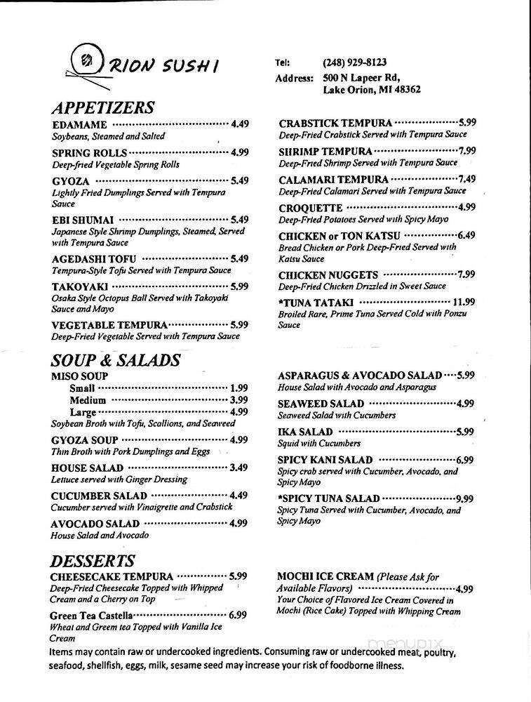 Menu page 1