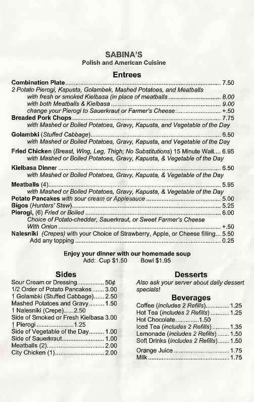 Menu page 1