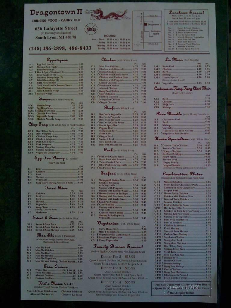 Menu page 1