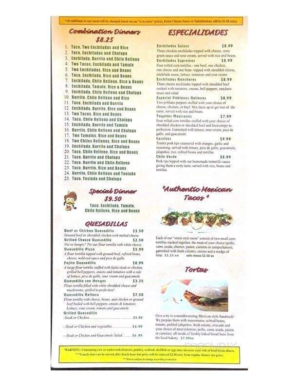 Menu page 1