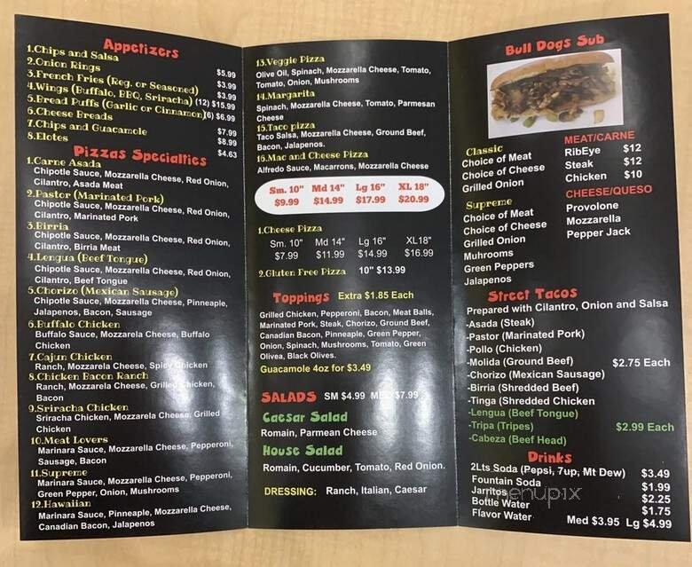 Menu page 1