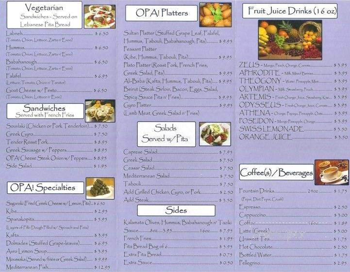 Menu page 1