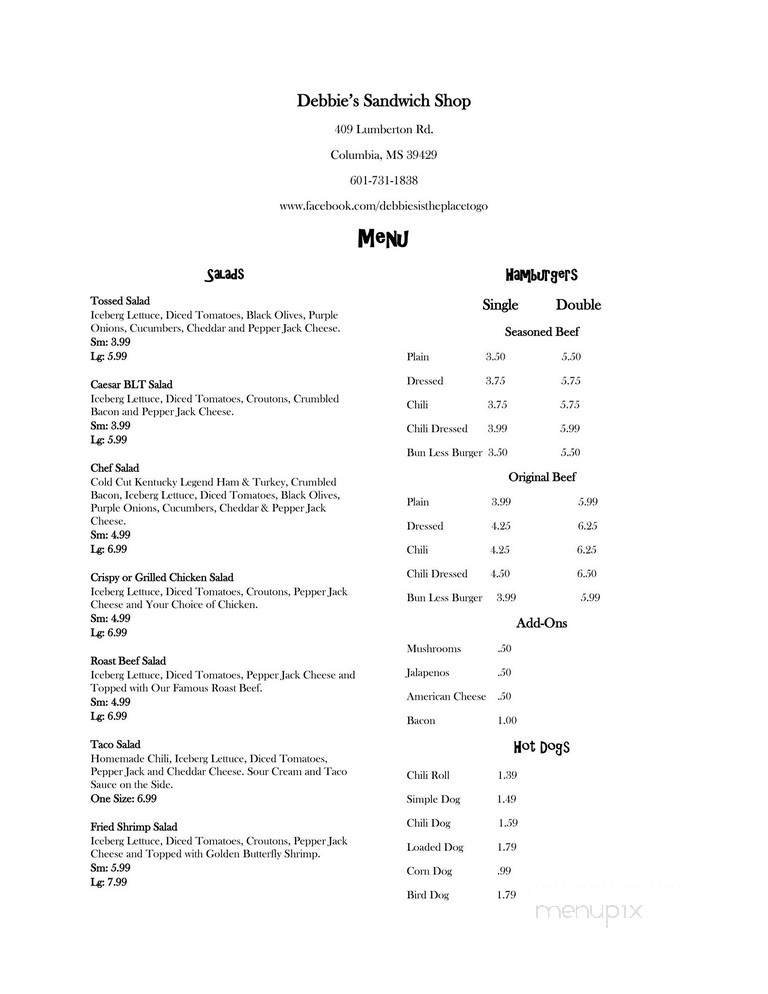 Menu page 1