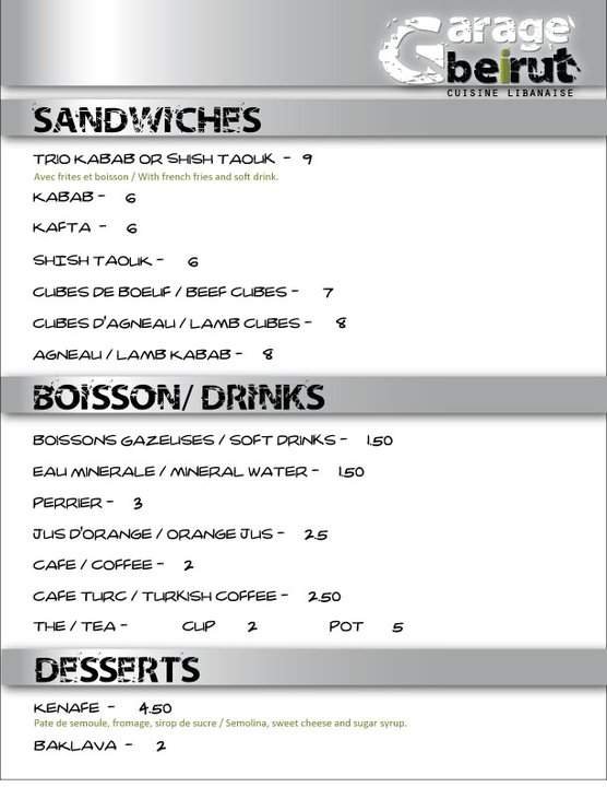 Menu page 1