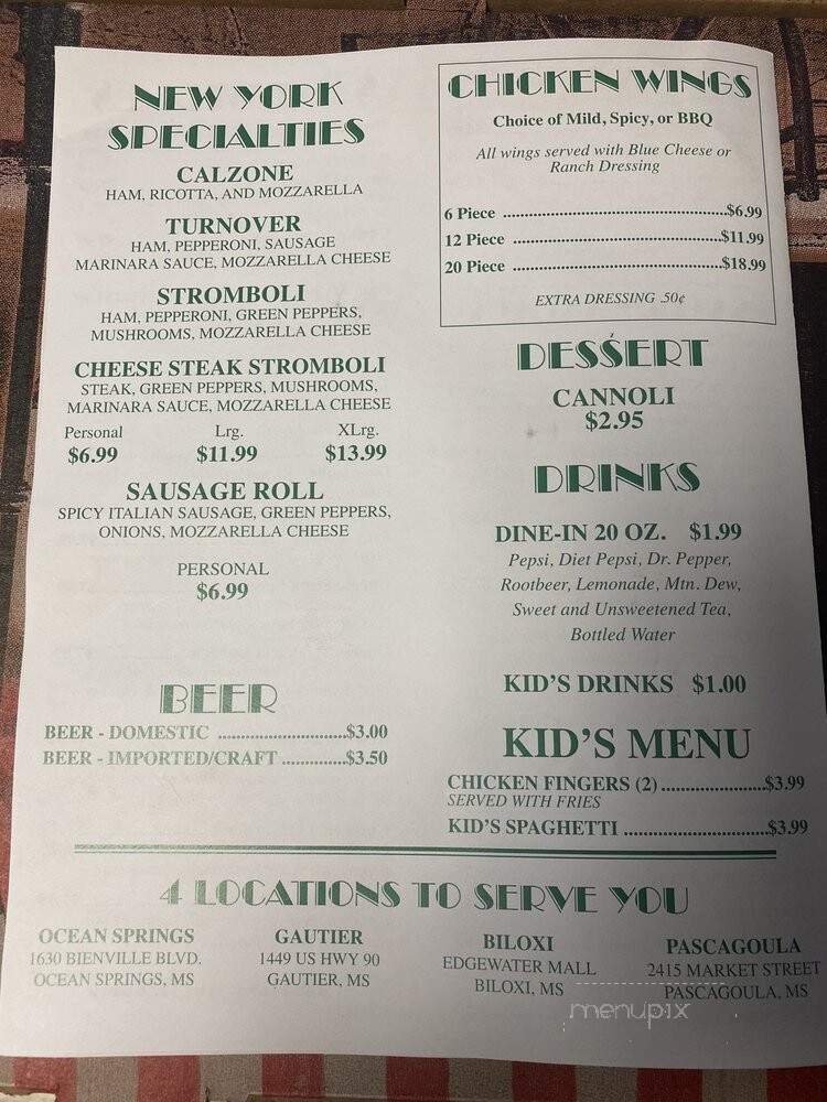 Menu page 1