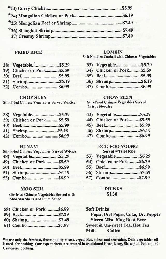 Menu page 1