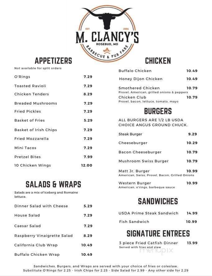 Menu page 1