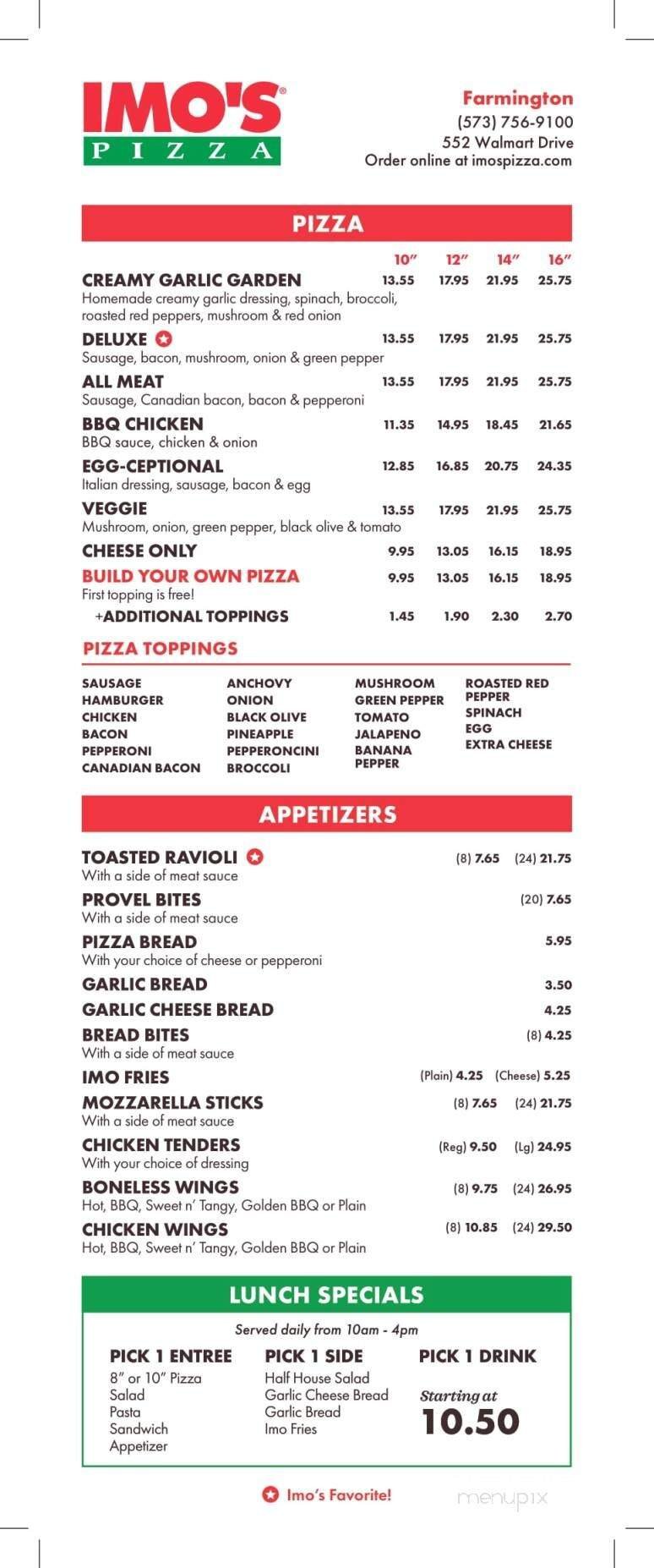 Menu page 1