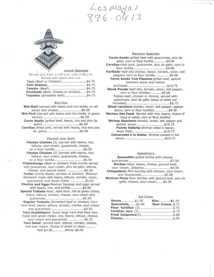 Menu page 1