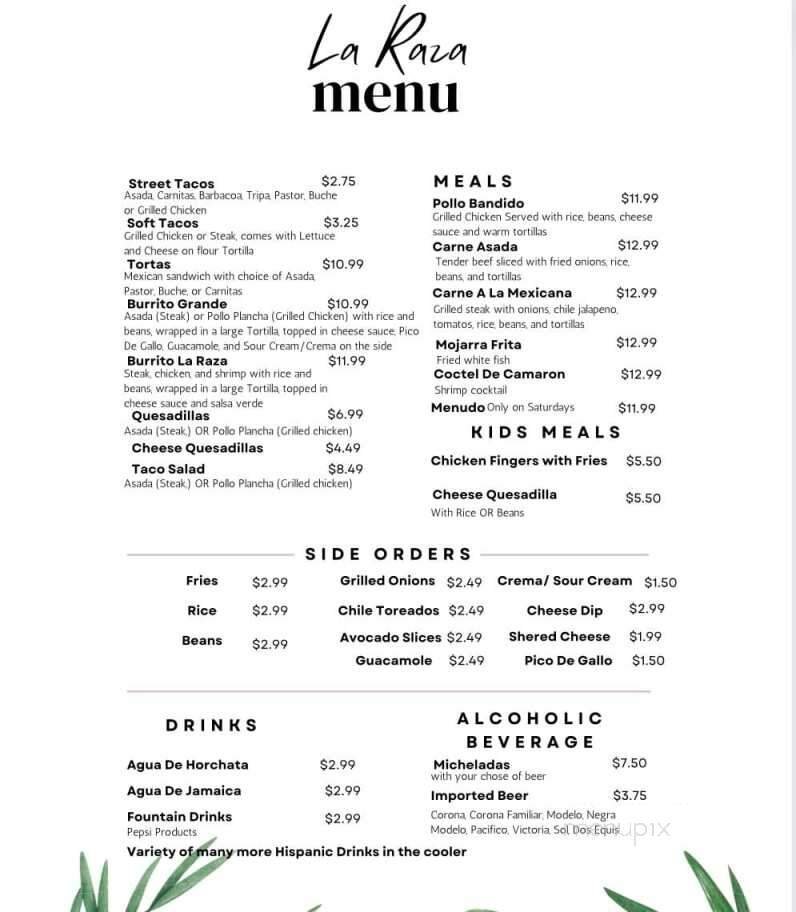 Menu page 1