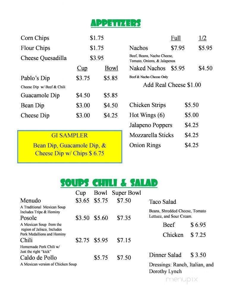 Menu page 1