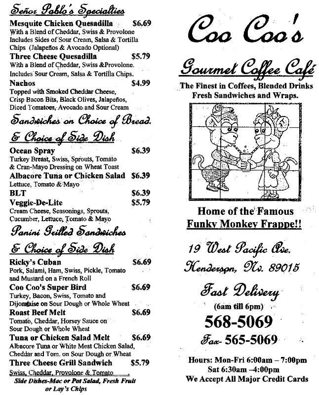 Menu page 1