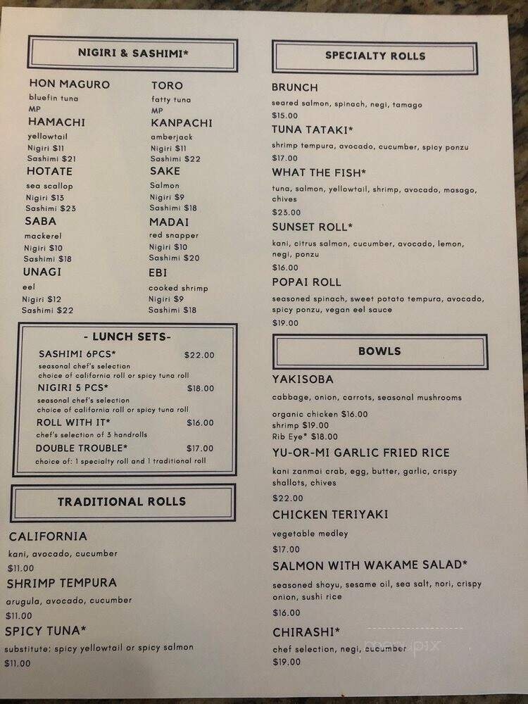 Menu page 1